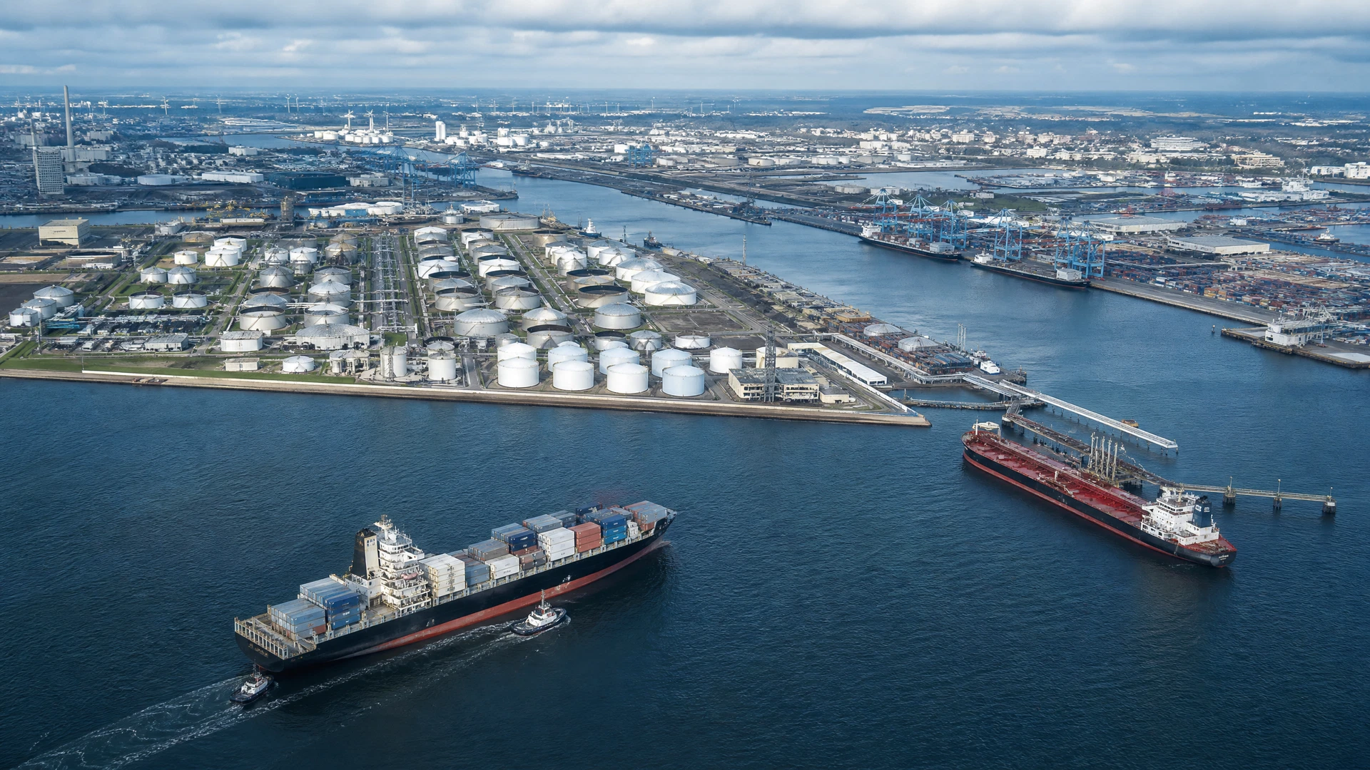 European port terminal viewed from above